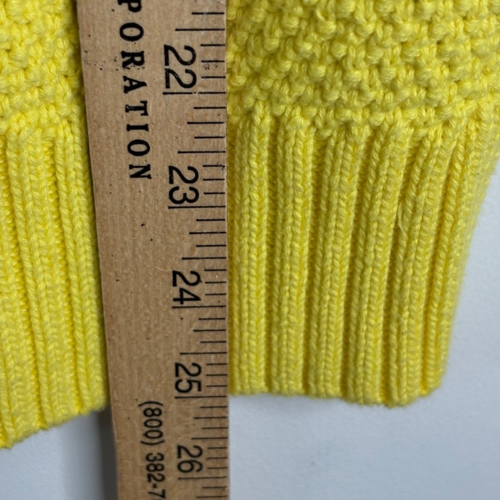 VTG LL Bean Yellow Cardigan Sweater L Crochet Cotton Old Money Preppy Easter Y2K - Picture 8 of 11